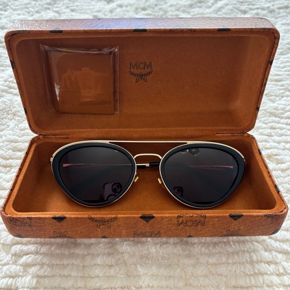 MCM Gold and Black Aviator Sunglasses - Picture 2 of 8
